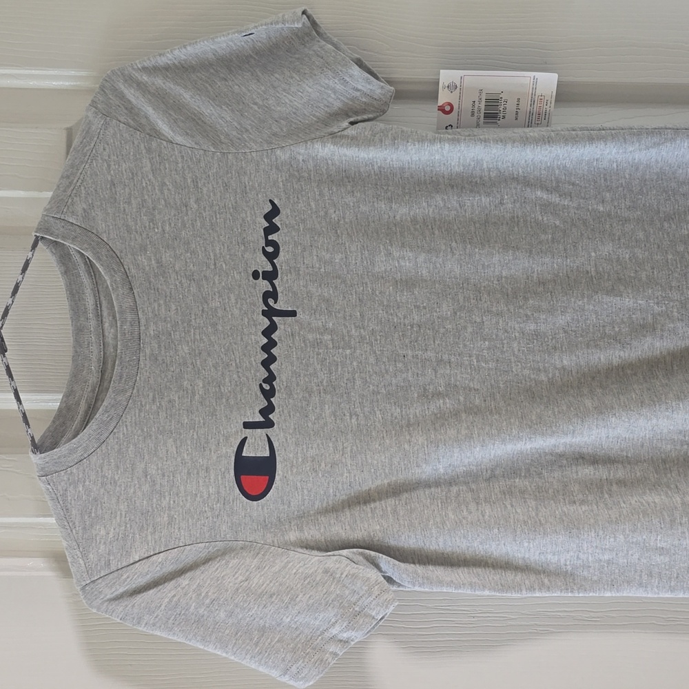CHAMPION BRAND SIGNATURE BOYS GRAY SHORT SLEEVE TEE-SHIRT SIZE MEDIUM 10-12